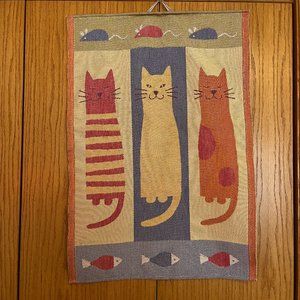 Ekelund Master Weavers Cat & Mouse wall hanging/tapestry! MCM Scandinaviain Ligh